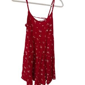 Hollister Sundress Womens Size Small Y2K Style Red Floral Dress Criss Cross Back